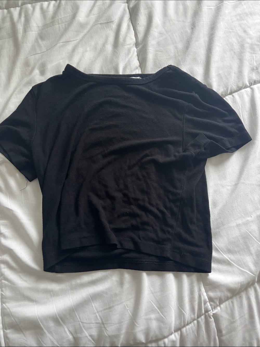 Zara Black Cropped Short Sleeve Top